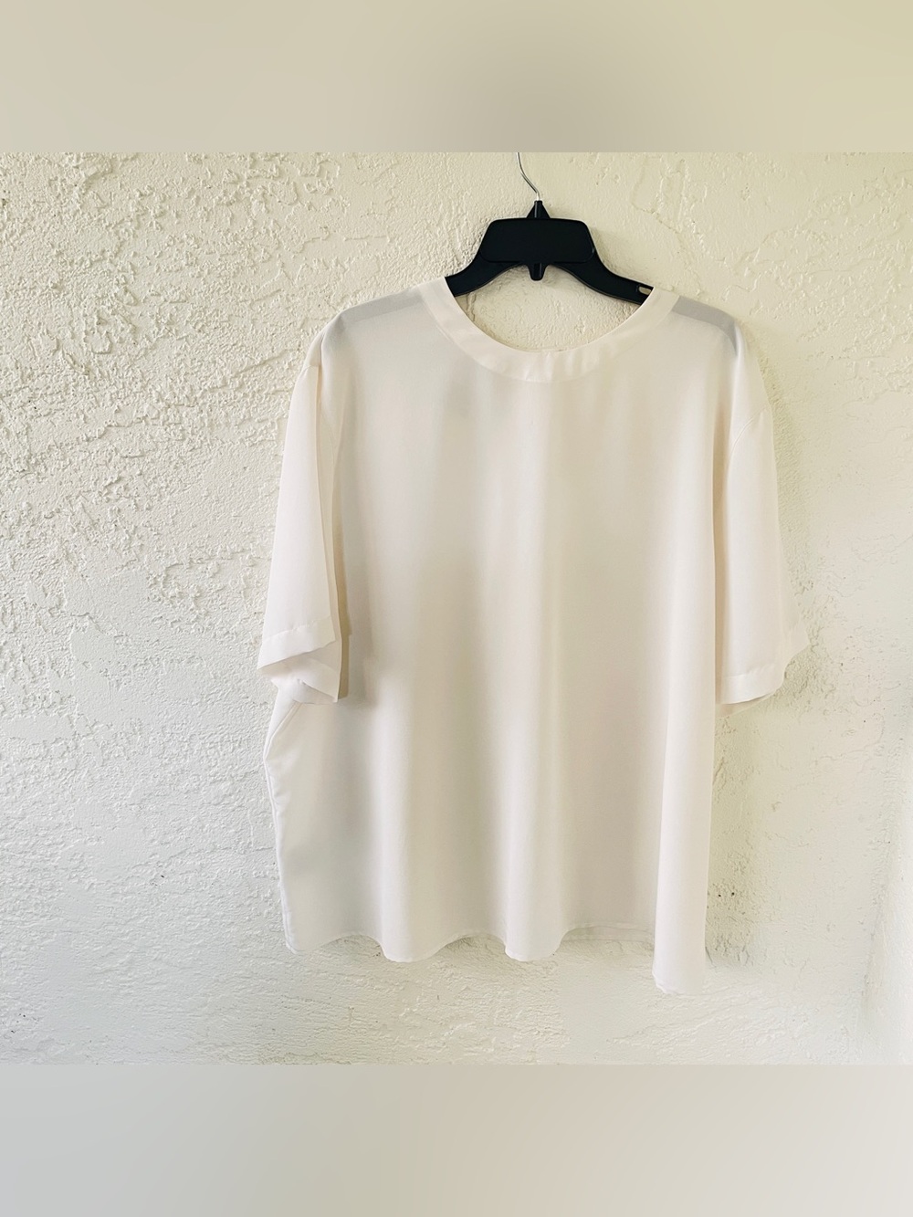 Rena Rowan For SAVILLE off white 20W Short Sleeve Blouse Top Casual